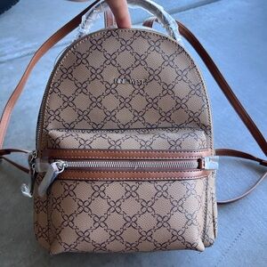 Nine West Brown Vander Patterned Mini Backpack